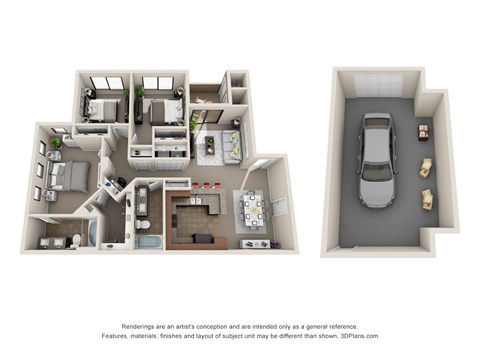 Colton Apartments in Henderson, Nevada Three Bedroom Floor Plan